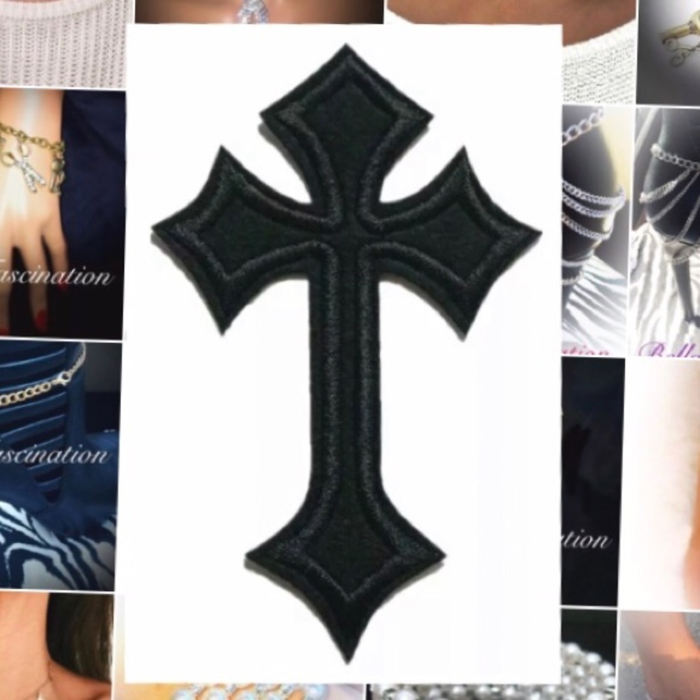Black Celtic Cross Appliqué Iron On Patch Hot Fix